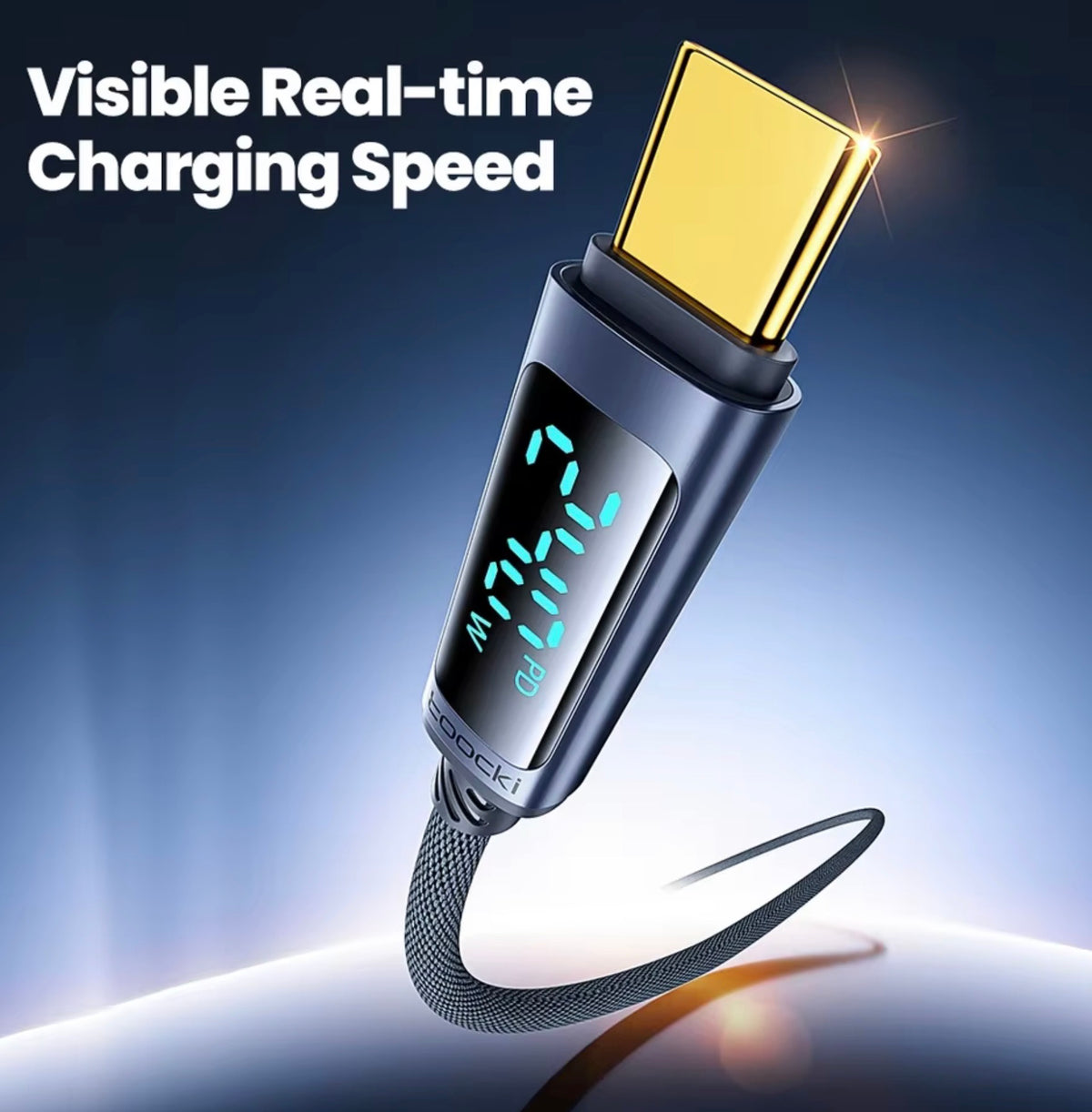 Premium USBC braided cable with smart display