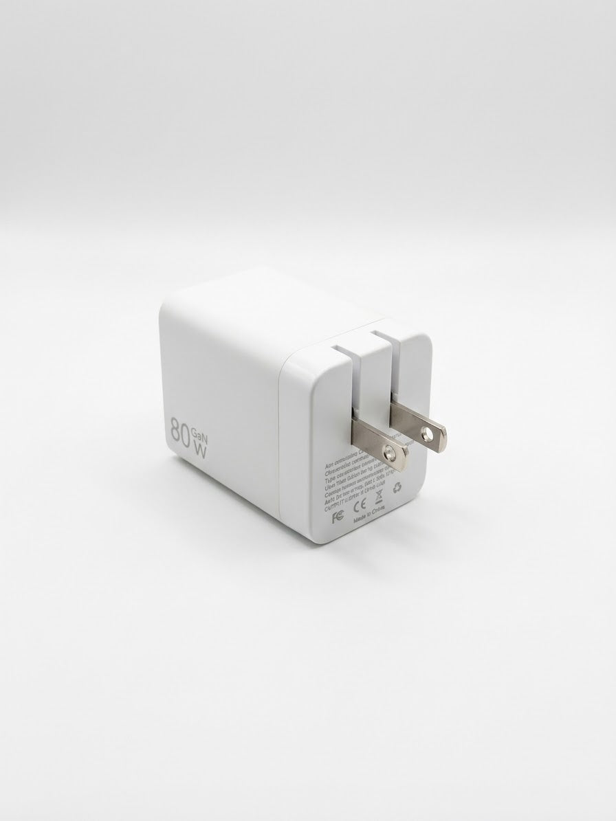 80W Multi-Port Charger with Built-in Cable