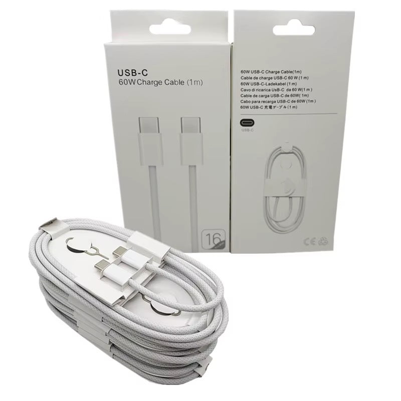 60w white braided usbc cable